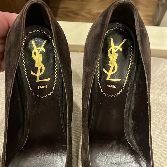 Yves Saint Laurent Tribute Brown Suede Pumps Stiletto Heels size 38 - Picture 12 of 12
